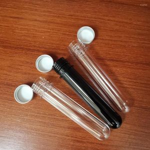 Bouteilles de stockage 1 pièce, Tubes à essai en plastique noir Transparent en forme de Mini pot avec bouchon à vis, petits récipients à épices, sous-embouteillage de bonbons