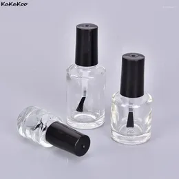 Botellas de almacenamiento 1 PC Botella de esmalte de uñas de vidrio transparente con recipientes cosméticos vacíos con cepillo 5 ml/10 ml/15 ml