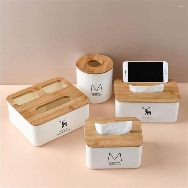 Botellas de almacenamiento, 1 unidad, caja de pañuelos de madera PP, soporte de cubierta de madera, servilletas, cajas de papel, decoración de mesa, caja de vida para el hogar, productos interiores