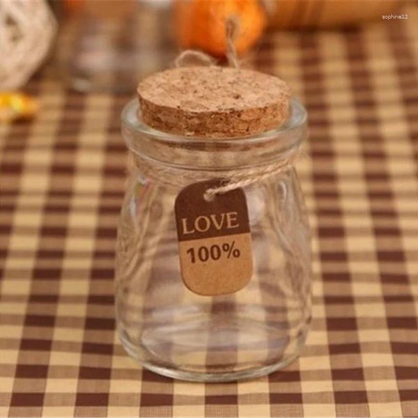 Botellas de almacenamiento 1 unids 100 ml Jam Jar Wish Glass Tiny Vacío Clear Viales de corcho para la decoración de vacaciones de boda Barattoli Vetro