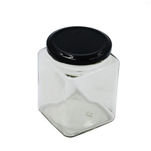 Bouteilles de stockage 1 pièces 380ML Transparent ustensiles de cuisine betterave carré verre bouteille emballage conteneur pot de miel avec couvercle