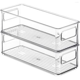 Opslagflessen 1 stks stapelbare koelkast organizer met handgrepen voor pantry koelkast vriezer keuken plastic voedselbakken