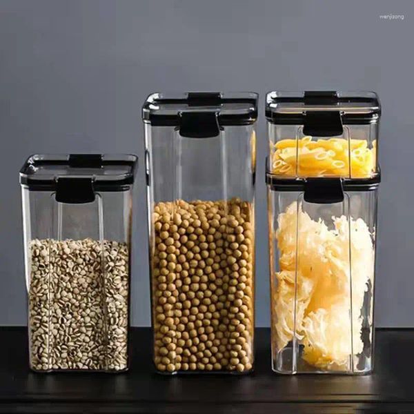 Botellas de almacenamiento 1 set de frasco hermético transparente plástico caja de grano para el hogar alimenticio de la cocina de la cocina bocadillos