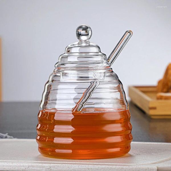 Botellas de almacenamiento de 1 conjunto de recipientes de miel de miel de miel con cañador y tapa para herramientas de cocina para la fiesta de bodas en el hogar