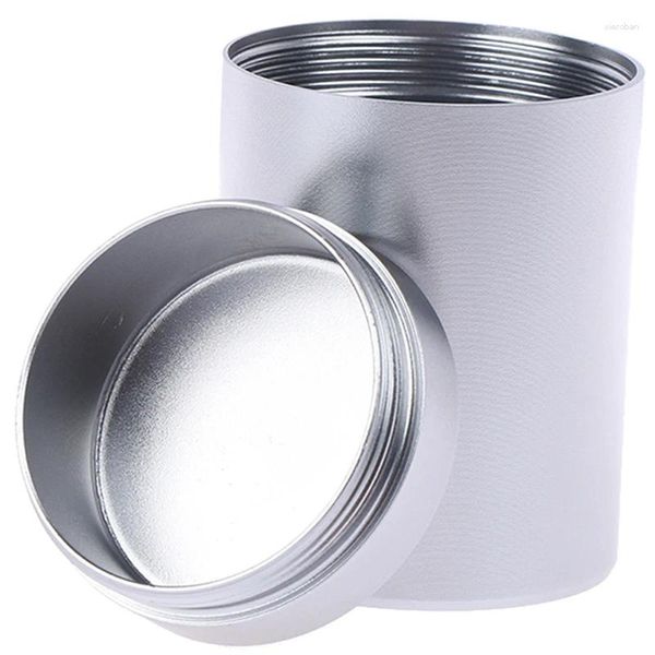 Botellas de almacenamiento 1x Contenedor hermético de plata Alumainum Stash Metal Sellado Lata Tarro de té