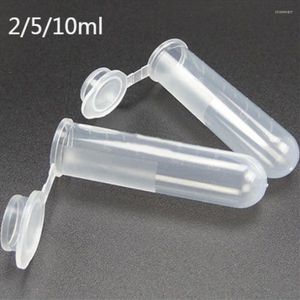Botellas de almacenamiento 2/5/10 ML con tubo de ensayo centrífugo de escala Contenedor de muestra vacío de plástico transparente Fondo redondo - 25/50PCS