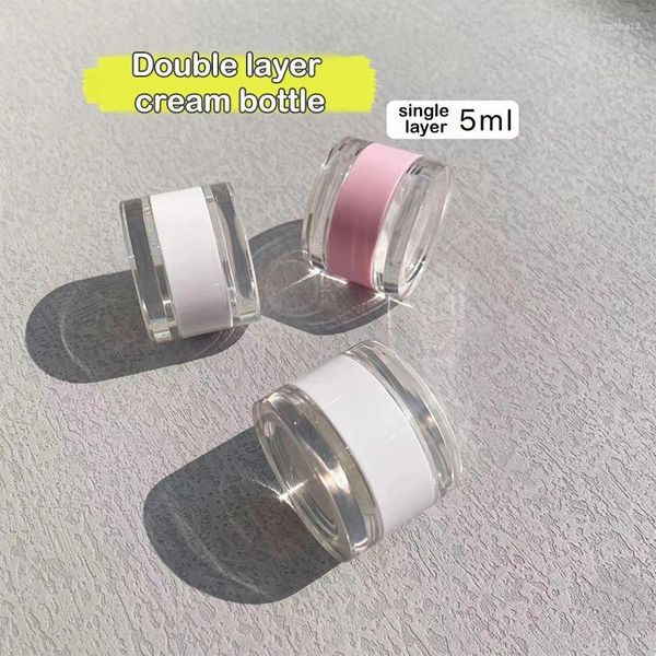 Botellas de almacenamiento 2 en 1 Plástico Rosa Frost WhiteTravel Cosmético Tarro Contenedor de maquillaje Botella Vial Crema para la cara Muestra Olla Nail Art Gel Máscara Paquete