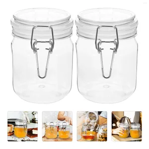 Bouteilles de rangement 2 pcs Jar étanche à l'air pots en plastique Jars Jars Caviar avec couverture scellée le compagnie transparent