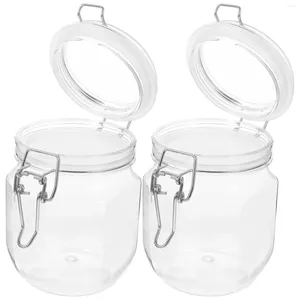 Botellas de almacenamiento 2 PCS Contenedores de tarro de miel herméticos Mermelada Reutilizable Transparente Los frascos sellados para mascotas