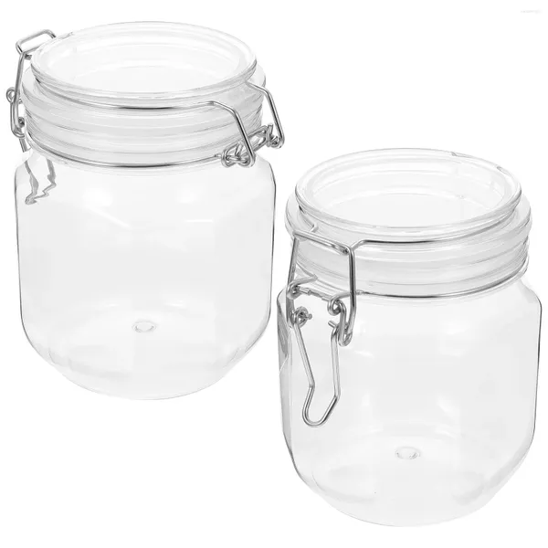 Bouteilles de stockage 2 pièces pot de miel hermétique verre transparent avec couvercle caviar petits pots en plastique scellé