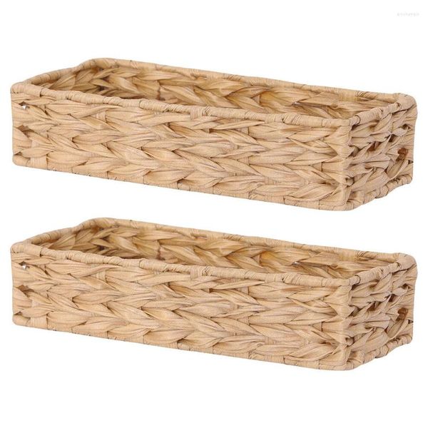 Bouteilles De Stockage 2 Pcs Bacs Pour Jouets Ménage Tissé Boîte Bureau Style Américain 35X15CM Articles Divers Imitation Gourde Herbe Conteneur