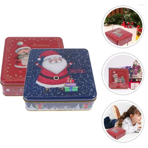 Bouteilles de rangement 2 pcs Biscuit Elder Christmas Candy Conteneurs Small Cookie Tin avec les couvercles