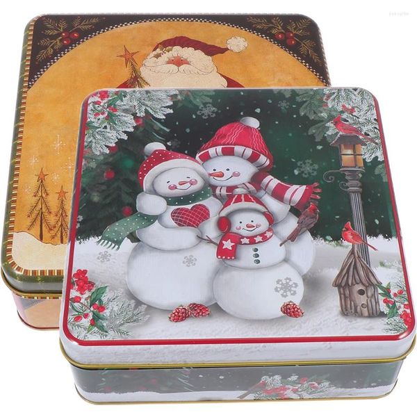 Bouteilles de rangement 2 pcs Boîte vide Boîte à cisoches de contenants de Noël Elder Christmas pour cadeaux Givères Tins avec couvercles