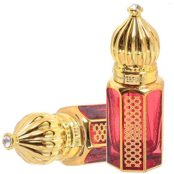 Bouteilles de rangement 2 pcs Huiles essentielles Perfums Rouleau vide Boule de remplissage Small Refill Voyage Perfumes Arabes