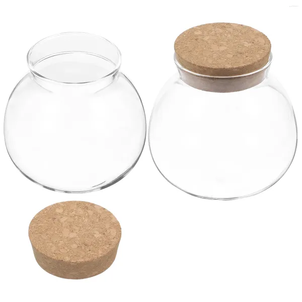 Bouteilles de stockage 2 pièces pot en verre boîtes à thé récipient à sucre pots de bonbons avec couvercle conteneurs café alimentaire liège domestique