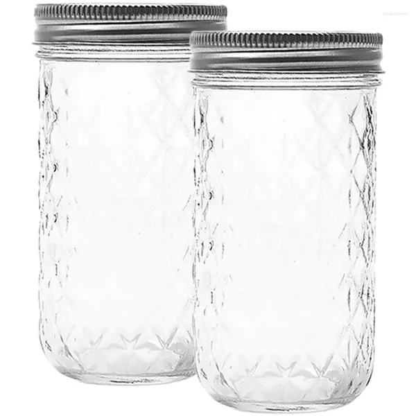 Botellas de almacenamiento 2 PCS Frascos de vidrio Contenedores transparentes Dispensadores de tapa de boca ancha Tapa de aluminio Claro Cocina de viaje para el hogar