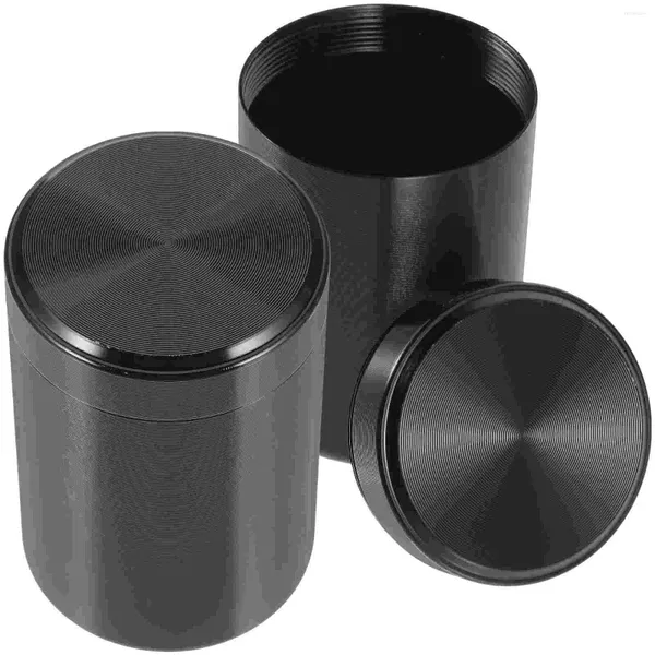 Bouteilles de rangement 2 pcs mini caddy à thé peut canister votre pot en métal lâche contenant pot accessoire