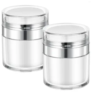 Bouteilles de rangement 2 PCS PRESSE JAR JAR PRESSE-TYPE CONTENEUR DE VOYAGE DISTRIDE DE LIQUIDE AIR LOITION AIR LOITION PP POMPE COSMETIQUE CONTENURS DE MAQUEUR