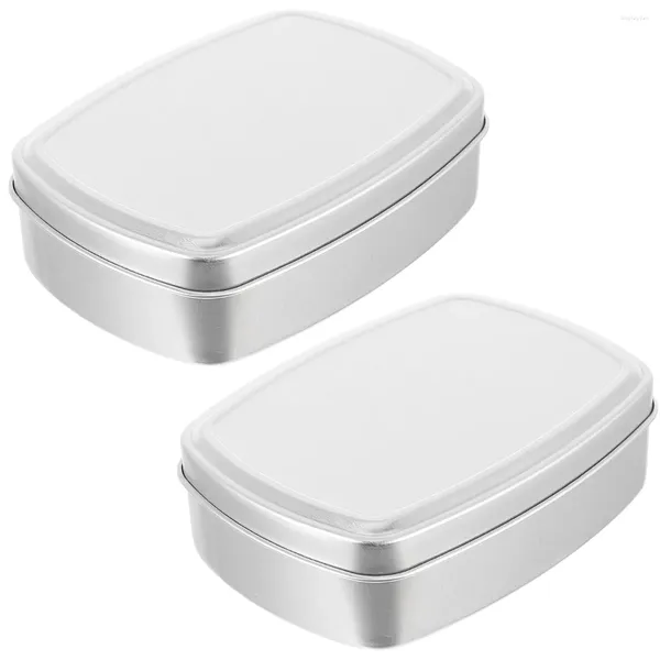 Bouteilles de stockage 2 pièces boîte carrée en aluminium conteneur boîtier en aluminium voyage savon cosmétiques