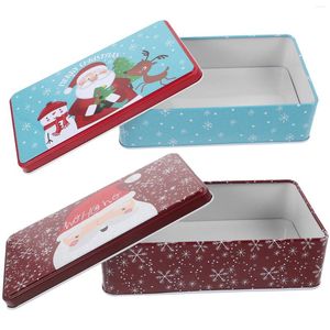 Opslagflessen 2 pc's Sugar Case Christmas Biscuit Containers Sieraden Box Cookie Candy Jar Tinplate