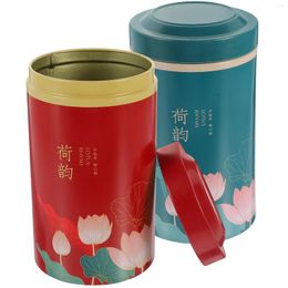 Botellas de almacenamiento 2 PCS Té Lata hermética Lata de café Recipiente de metal con tapa Hogar redondo