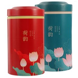 Bouteilles de stockage 2 pièces thé boîte hermétique maison orner fer blanc conteneur de bureau pot domestique feuille de thé