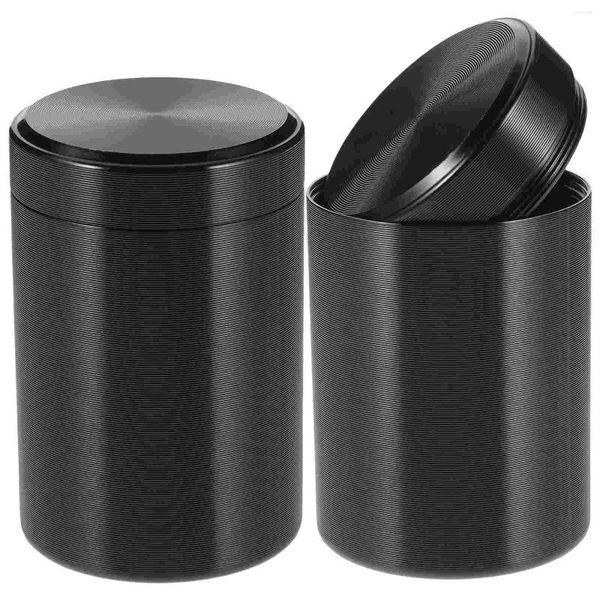 Botellas de almacenamiento 2 PCS Té Mini Recipiente de metal de viaje con tapa Contenedores de harina Aleación de titanio Frasco de frutas secas