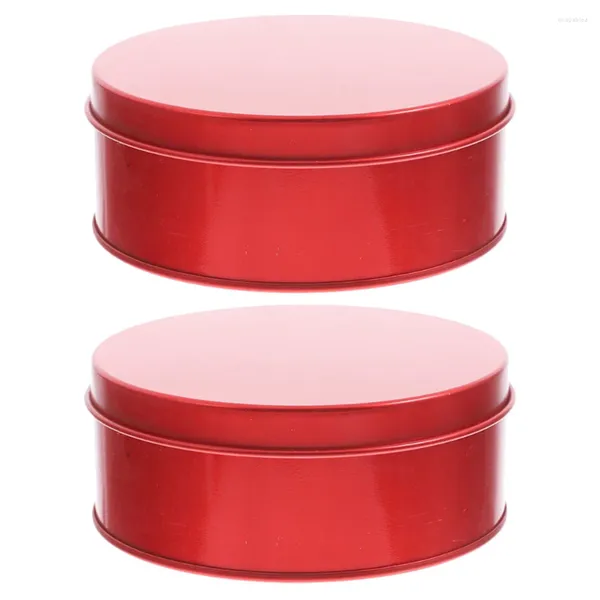 Botellas de almacenamiento 2 PCS Caja de hojalata Latas pequeñas con tapas Tarro de té Contenedor de especias Botes de galletas Tarros Contenedores Dulces Navidad Decore