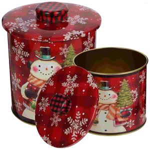 Opslagflessen 2 pc's Tinplate Candy Jar Sugar Case Container Cookie Containers met deksel kerstbenodigdheden
