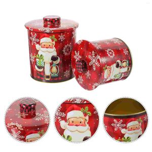 Opslagflessen 2 pc's Tinplate Candy Jar Container Lid Cookie Biscuit Box Christmas Treats Containers Jars