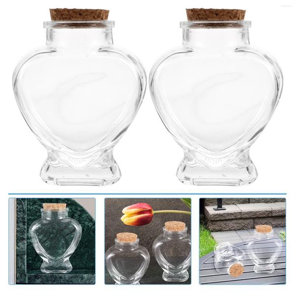 Bouteilles de stockage 2 pièces souhaitant bouteille Origami artisanat conteneurs en verre couvercles pot ornement minuscule transparent dérive paysage pots de liège