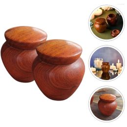 Botellas de almacenamiento 2 PCS Urnas de tarro hermético de madera para cenizas Mini portátil Pequeño Humano Adulto Mujer