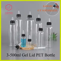 Botellas de almacenamiento 20/50/100 unids 3-500 ml Botella de PET transparente Tapa de gel de giro 120 ml Recarga de aceite de pigmento 10 ml Gotero Maquillaje de plástico HS72601