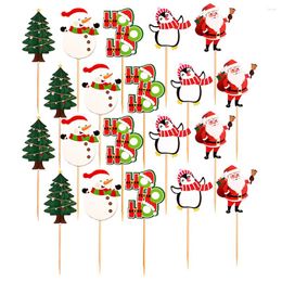 Opslagflessen 20 stuks Kerstboom Topper Feestkaarten Taart Papieren Beker Insert Sneeuwpop Festival Toppers Kerstmis