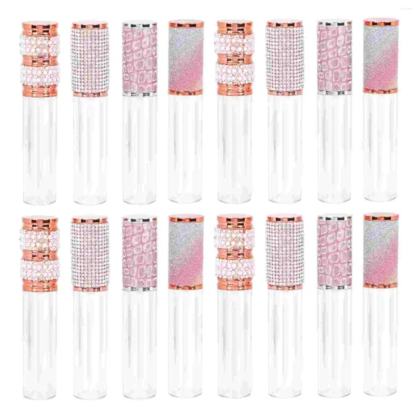 Botellas de almacenamiento 20 PCS Tubo de brillo de labios Rhinestone Pearl Glazes Contenedor ABS Lápiz labial DIY