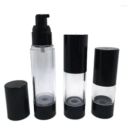 Bouteilles de stockage 20 pièces bouteille sous vide en plastique transparent 15 ml 30 50 vide bouchon à bec noir récipient cosmétique rechargeable