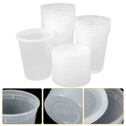 Bouteilles de rangement 20 ensembles mesurer tasse de tasses jetables tasses en plastique bol à soupe bol à emporter bols couvercles pp parfaits