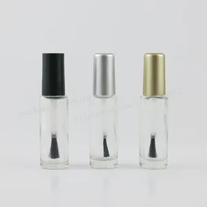Opslagflessen 20 x 8 ml transparante glazen nagellakfles met plastic deksel 8 cc lege cosmetische containers zilvergouden zwarte borstelkap