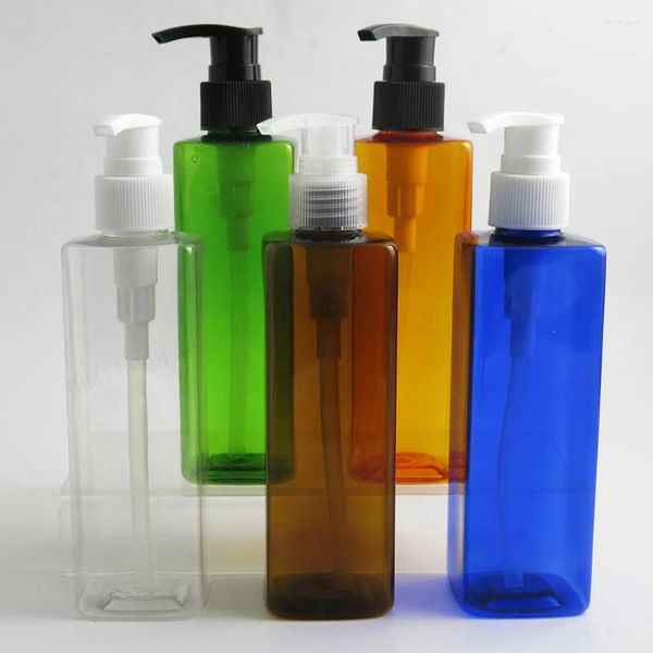 Botellas de almacenamiento 20 x 250 ml Botella de bomba de loción de plástico PET recargable 8 oz Ámbar Azul Claro Rojo Blanco Verde Crema Champú Contenedores dispensadores