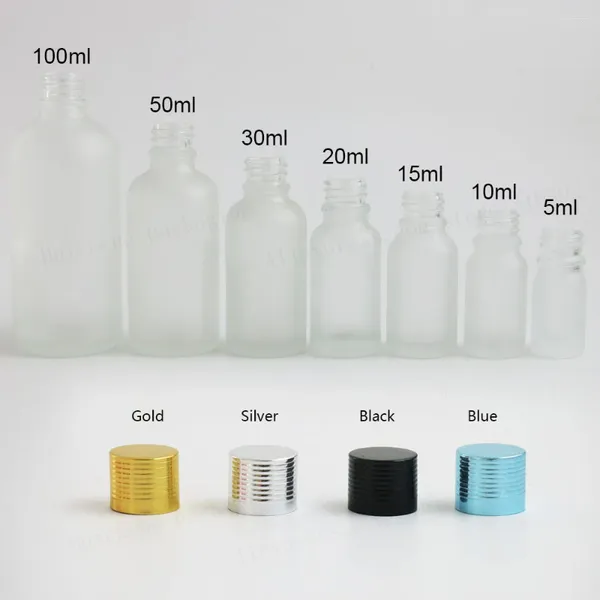 Botellas de almacenamiento 200 x Contenedores de aceite esencial de vidrio escarchado Empaquetado con tapas de aluminio reductoras 100 ml 50 ml 30 ml 20 ml 15 ml 10 ml 5 ml