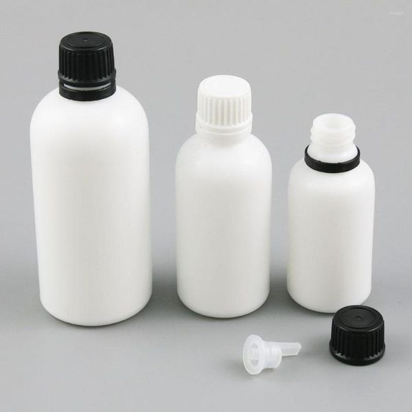 Botellas de almacenamiento 200 X Botella de vidrio blanco natural recargable de alta calidad con tapa a prueba de manipulaciones 30ml 50ml 100ml Contenedores de 1OZ