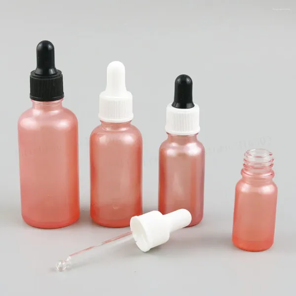 Botellas de almacenamiento 200 x gotero de vidrio rosa 1 oz contenedor de piepette de aceite esencial 10 ml 30 ml 50 ml 100 ml