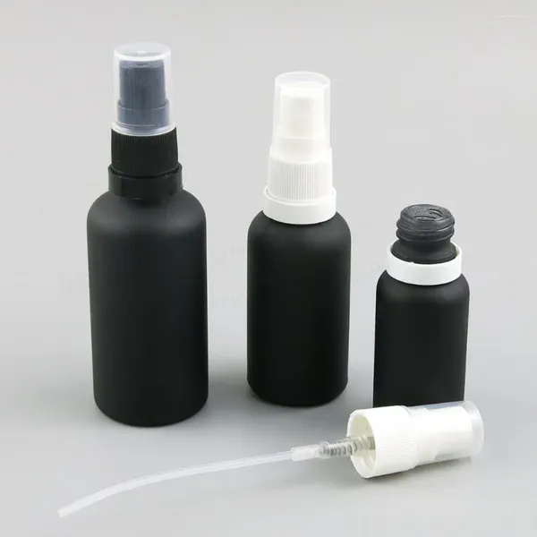 Botellas de almacenamiento 200 x recargables vacías 100 ml 50 ml 30 ml 20 ml 15 ml 10 ml 5 ml Pintura Vidrio negro con rociador de niebla a prueba de manipulaciones 1 oz