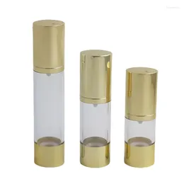 Botellas de almacenamiento 200 x15ml 30ml 50 ml de oro recargable de alta calidad Bottación de dispensador de bomba sin aire portátil de aire para loción de viaje
