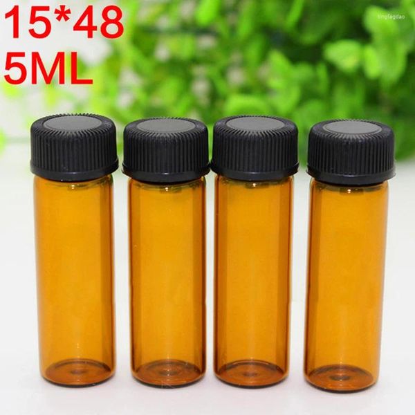 Bouteilles de stockage 2000 pièces 5ml verre ambre pour huile essentielle bouteille de cosmétiques vide avec bouchon à vis trou pointe vente