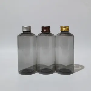 Botellas de almacenamiento Botella de plástico vacía de 200 ml con tapa de tornillo de aluminio para paquete de lavado de champú Perfume de loción de jabón líquido gris