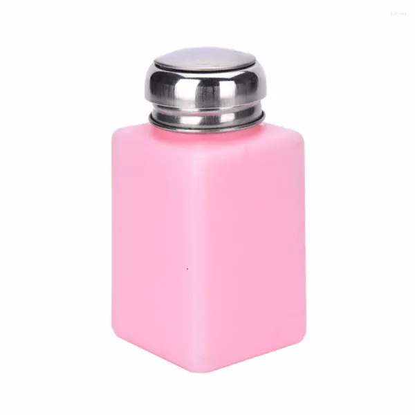 Bouteilles de rangement 200 ml vide professionnelle de bouteille rose Pumper de distribution de dispensateur de vernis à ongles Liquide alcool dissolvant Équipement d'art