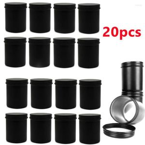 Bouteilles de stockage rondes en métal noir mat de 200ml, pots de bougies vides, récipients en étain pour Kit de fabrication de cire fondue, DIY280V