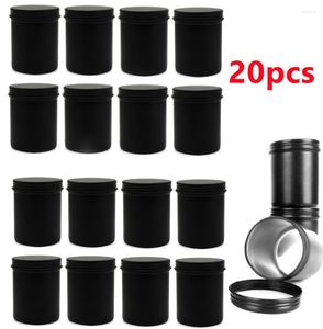 Bouteilles de stockage 200 ml rond mat noir métal bougie pots conteneurs vides récipients étain pour cire fondre Kit de fabrication bricolage