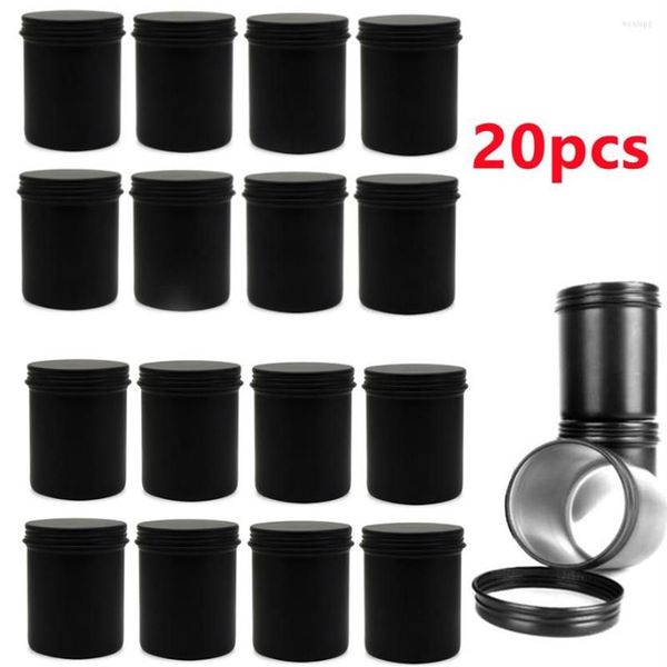 Bouteilles de stockage de 200ml, pots de bougies ronds en métal noir mat, conteneurs vides, récipients en étain pour Kit de fabrication de cire fondue, DIY235E